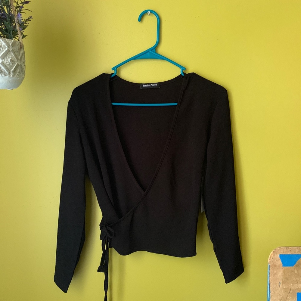 New American Apparel Crepe Wrap Top